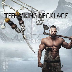 VIKING CREMATION HORN TOOTH PENDANT NECKLACE